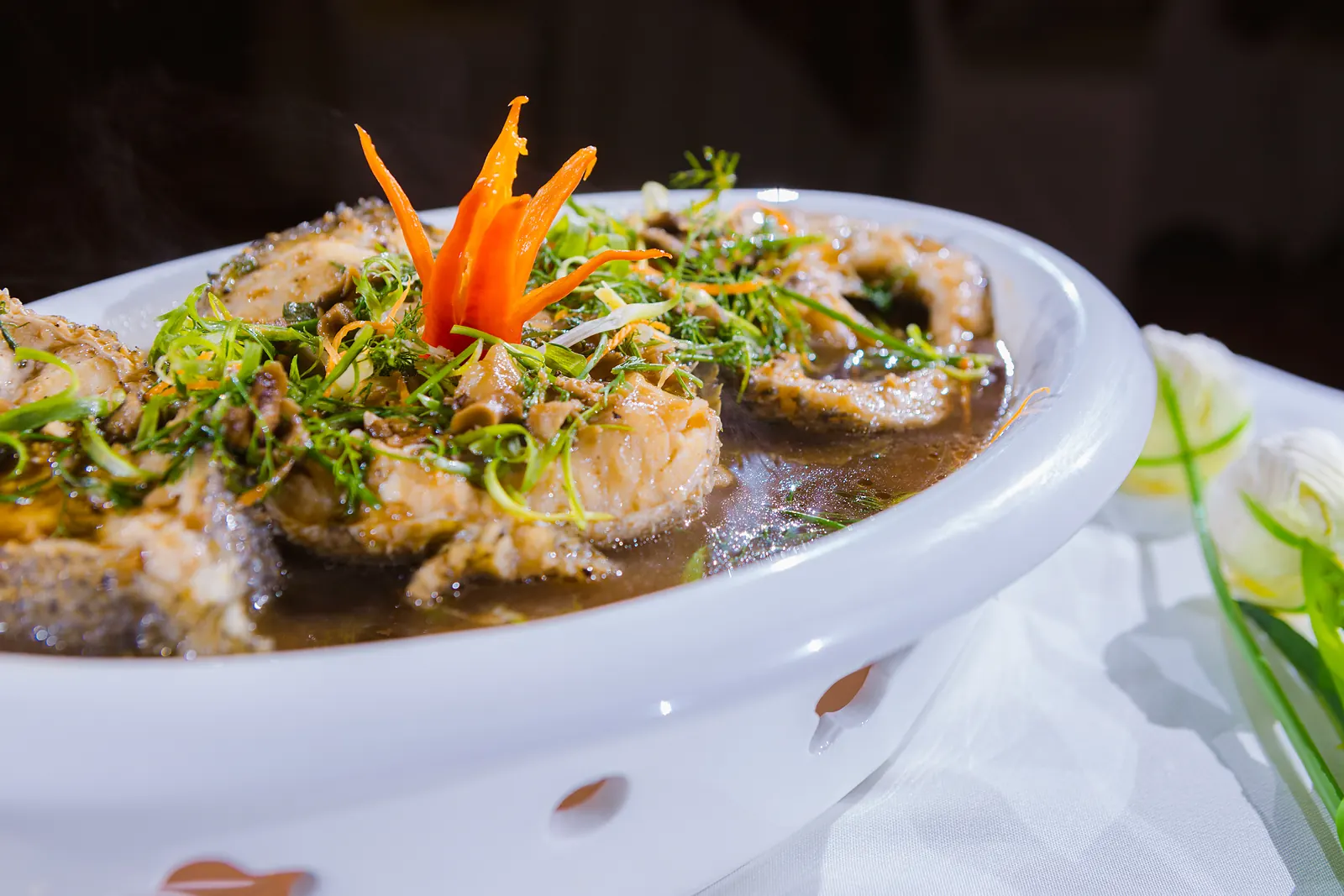 Steamed grouper steaks